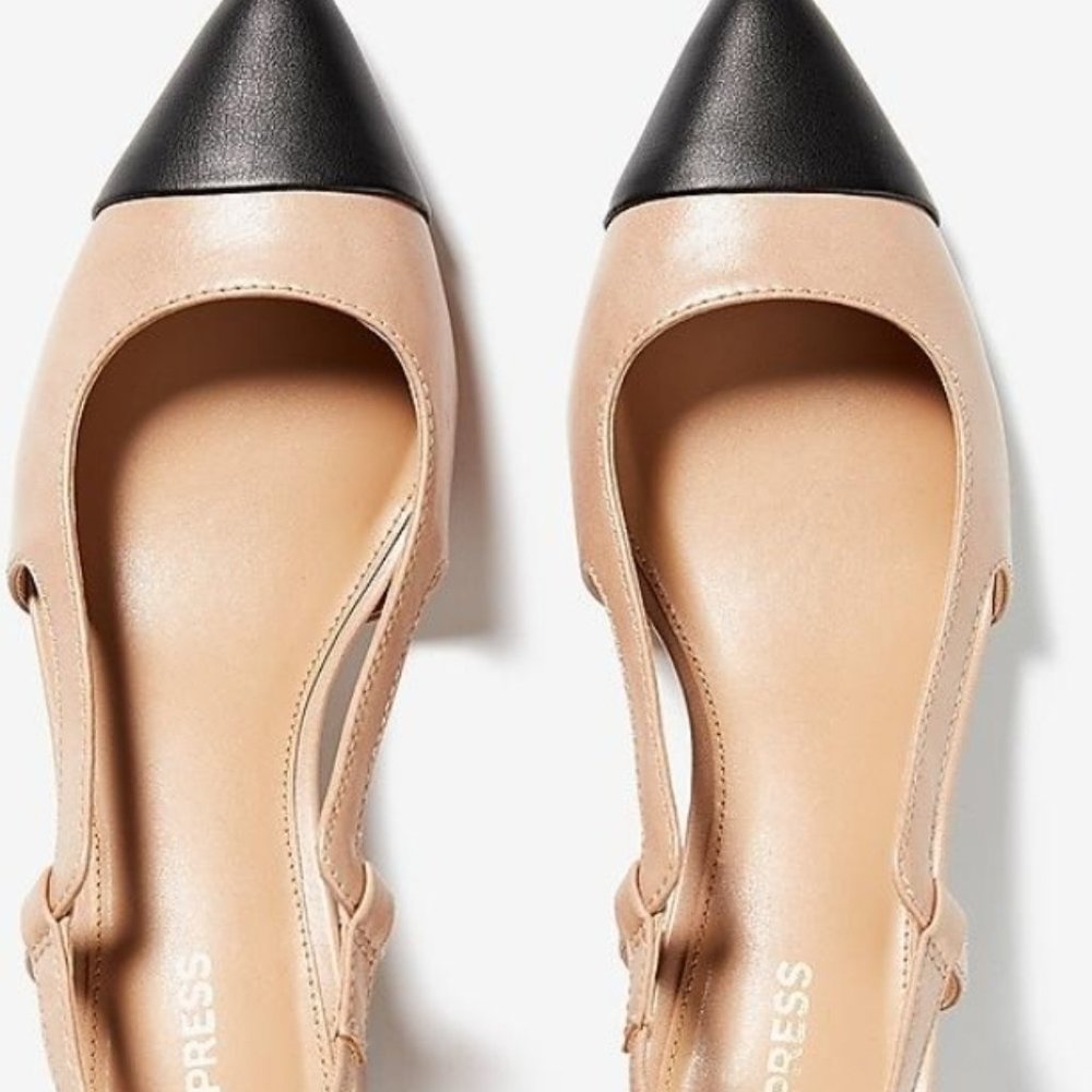Express Women's Toe Cap Slingback Block Heels Neutral